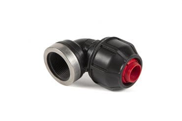 Female 90 Degree Elbow Adapter, 1 inch ID Compression x 1 1/4 inch FIP Thread